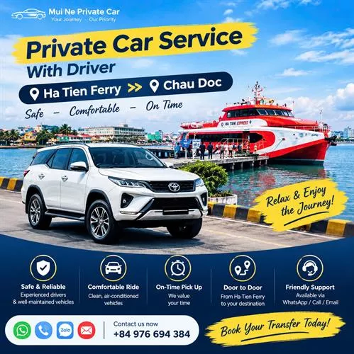 Private car from Ha Tien to Chau Doc